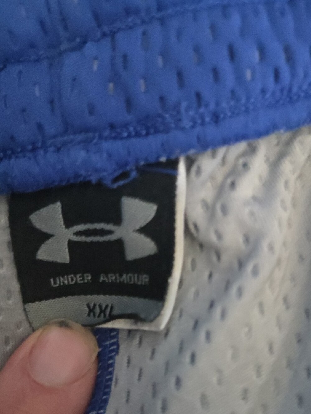 Under Armour Men's Royal Blue Athletic Mesh Shorts with White Trim - Picture 2 of 4